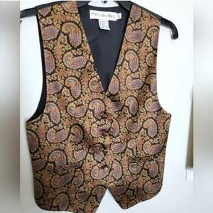 VTG 100% Silk Paisley Button Down Vest by JH Collectibles